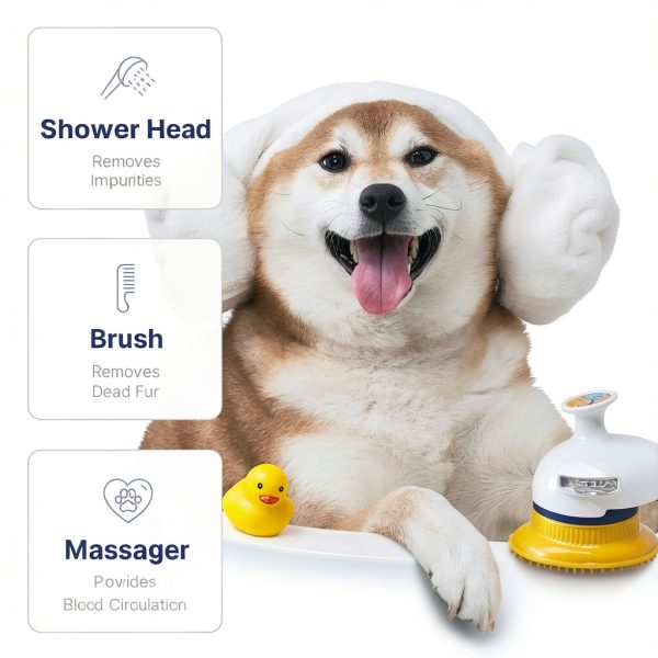 BMSMILE Pet Water Brush Shower Head Quiet Splash Free-2