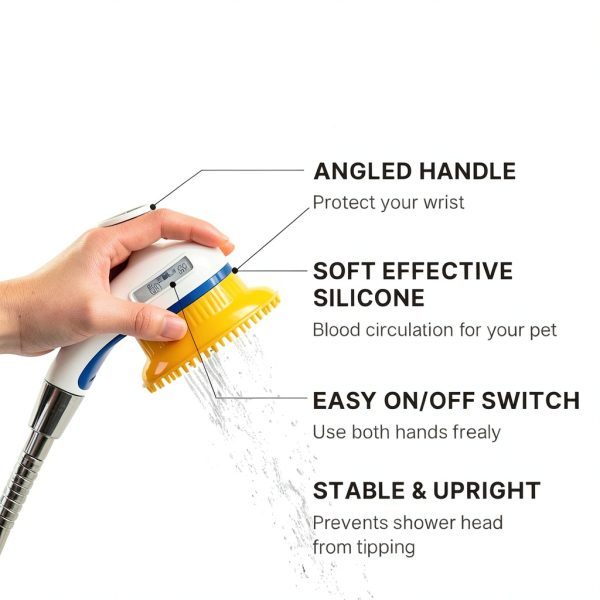 BMSMILE Pet Water Brush Shower Head Quiet Splash Free-6